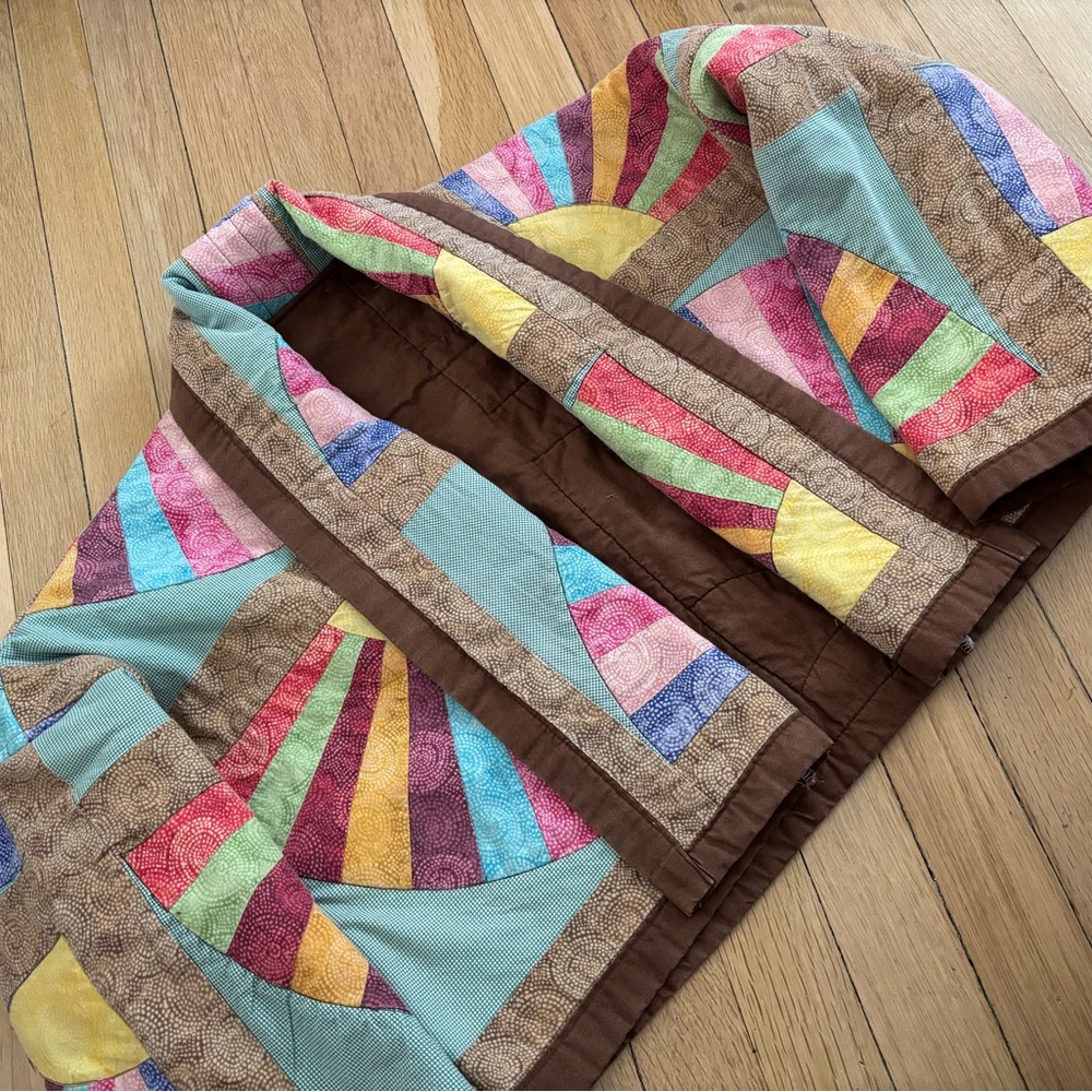 Colorful cropped quilt coat